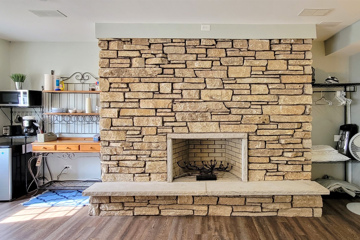 Beachfront Studio fireplace decor